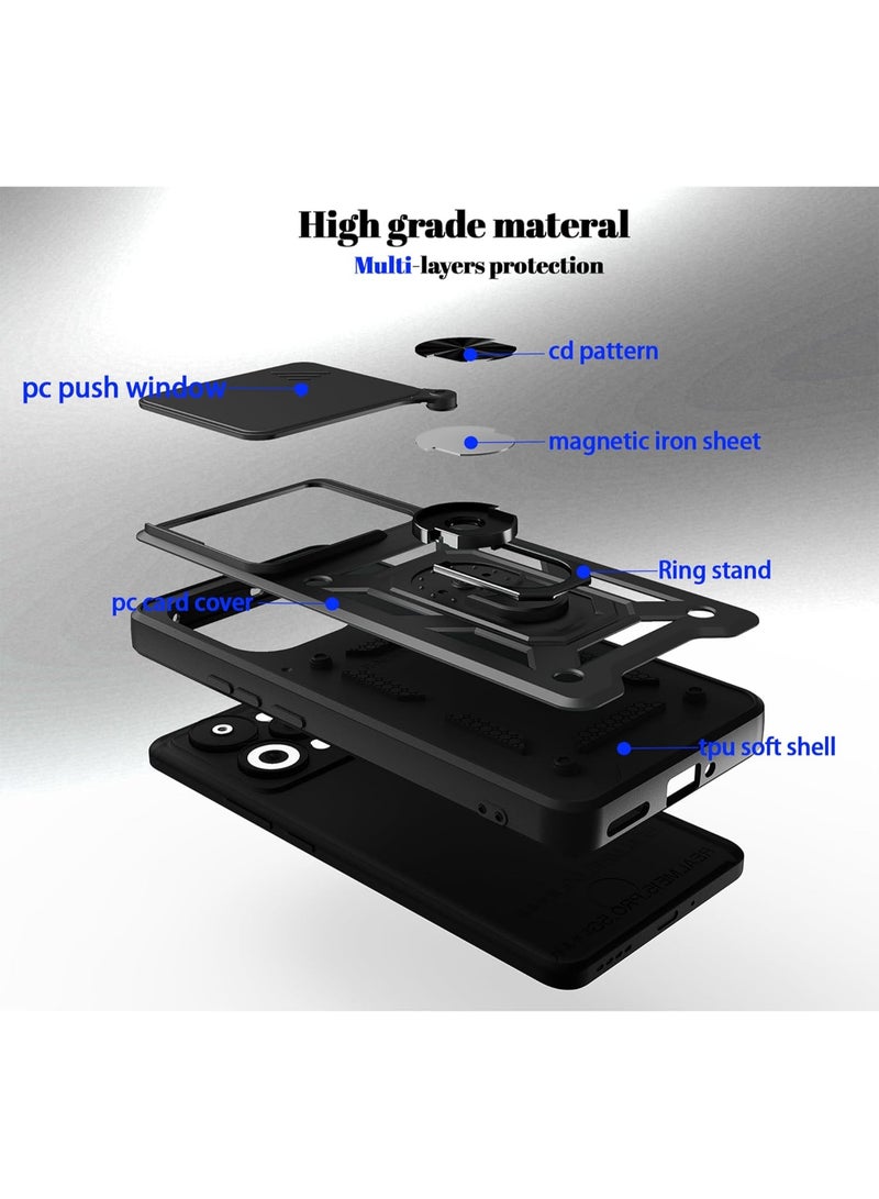 ثلاثة نمور for realme 15 / 15 Pro 5G Case Cover, غطاء عدسة الكاميرا الشريحة, حامل الحلقة المغناطيسية مقعد الحماية حالة الهاتف ل realme 15 / 15 Pro 5G, أسود - Image 3
